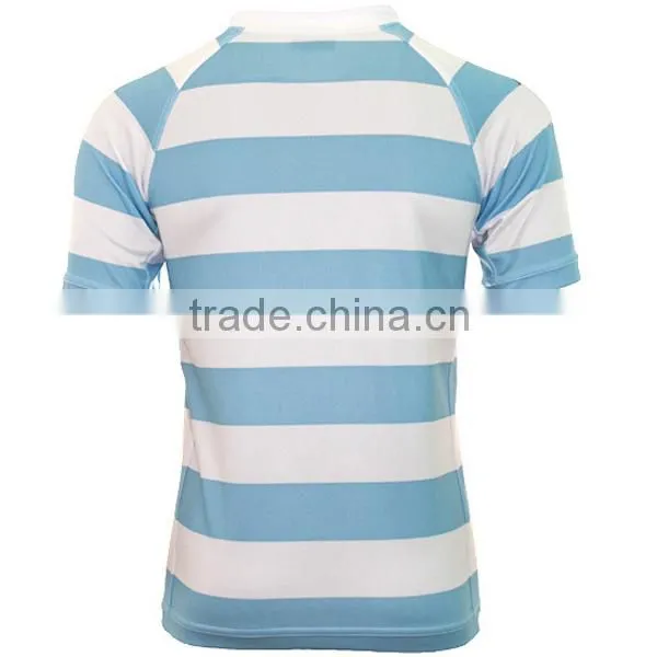Stripe custom rugby jersey with tackle twill