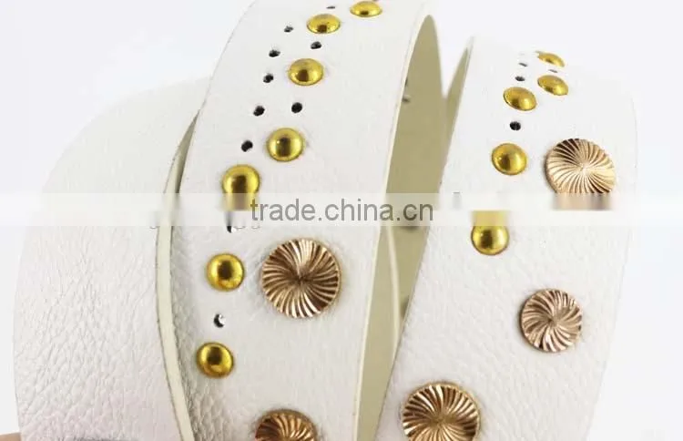 2015 Women's fashion studded beads belt with shiny gold beads in yiwu