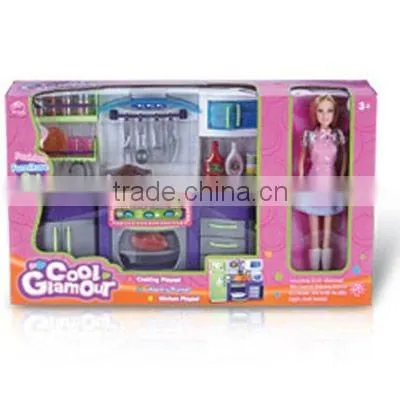 2801D Plastic Toy Mini Kitchen With Doll