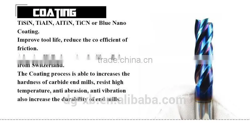 Dongguan Solid Carbide 4 Flutes Spiral End Mill Milling Cutter, Square milling tools