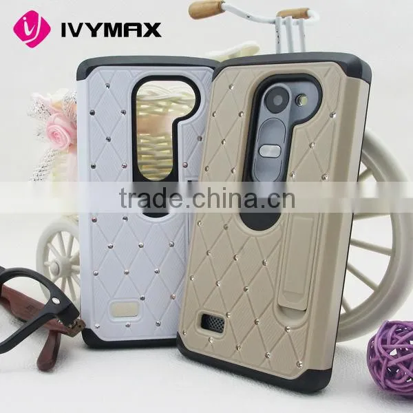 Hot selling models diamond stand cover case for lg c40 leon