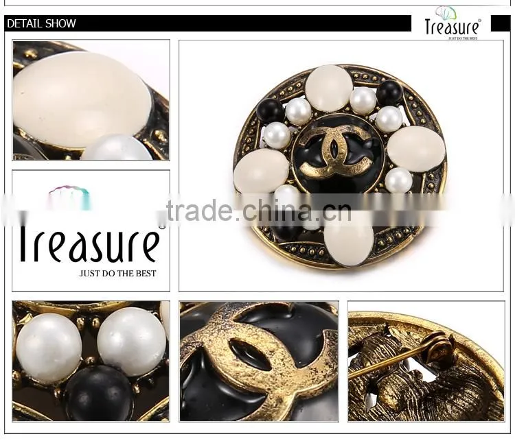 2015 latest wholesale famous brand imitation best price and high quality oil picture and cooper brooch