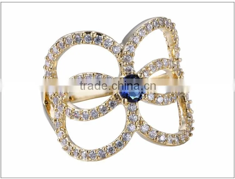 Fashion Unique Jewelry Zircon Gold Wedding Ring BR01560