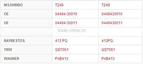 K2249 04494-30010 for Toyota parts high performance brake shoes