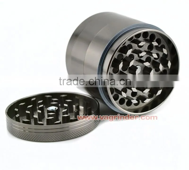 Free logo Metal Herb Grinders Machine Herb Grinder 55mm Diameter Zinc Alloy Material Gunblack 4 parts with Mini Pollen Scraper