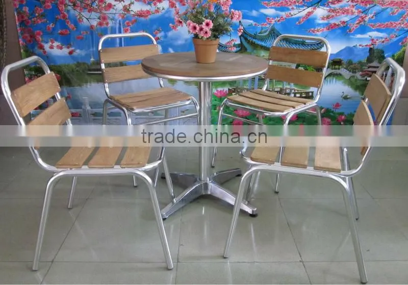 metal frame round wooden design coffee table (YT18W)