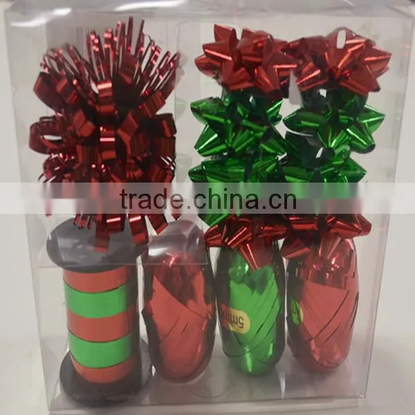 Printed PET PVC Gloss Metallic Gift Star Bow And Curly Ribbon Egg