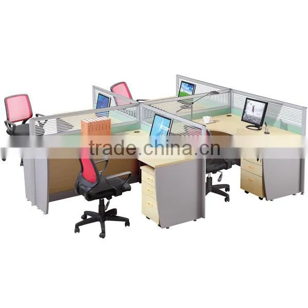 Customized 4 person office workstation/office furniture white workstation