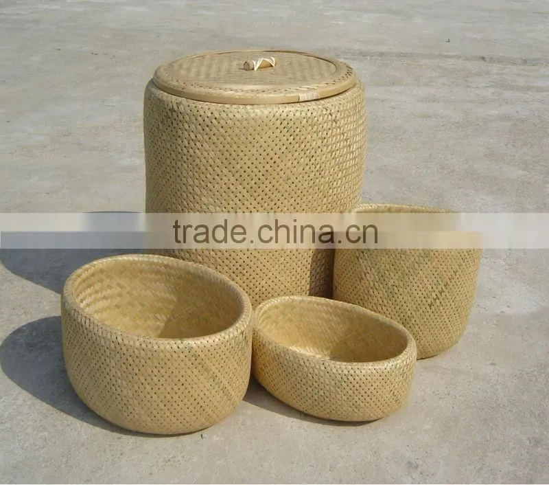 Vietnam bamboo nice basket, craft basket, nice handwoven basket set of 3