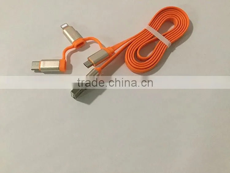 2016 Wholesale 3in1For Lighting Micro USB Type C Environmental Quick Charge Data Line Cable