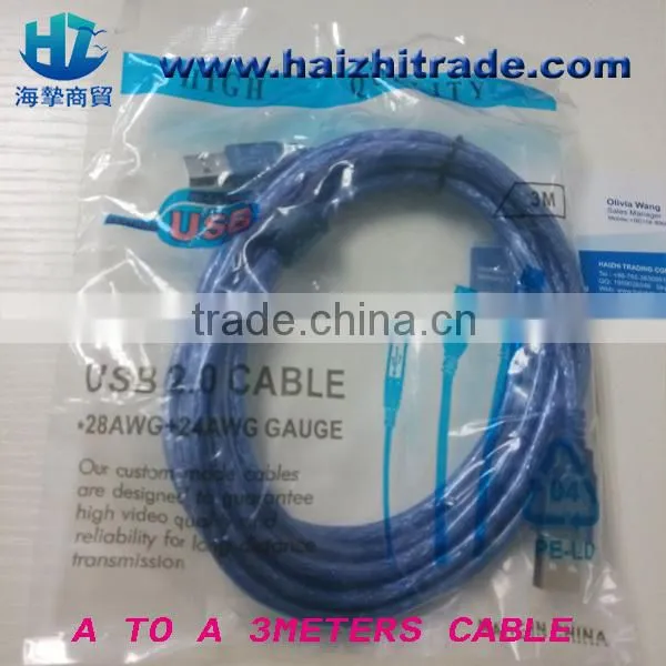 high quality male to male usb cable 1.5meter, 3 meters for choose