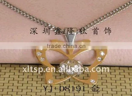 TC64 Pure Titanium Couple Love Pendant with Black Lucky Dophin