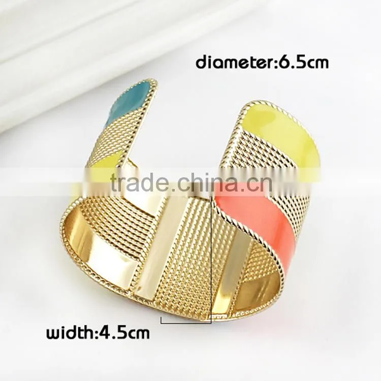 >>>4 colors Fashion Cuff Bracelets Bangles Exaggerated Gold Color with Colorful Enamel Bracelets New 2015/