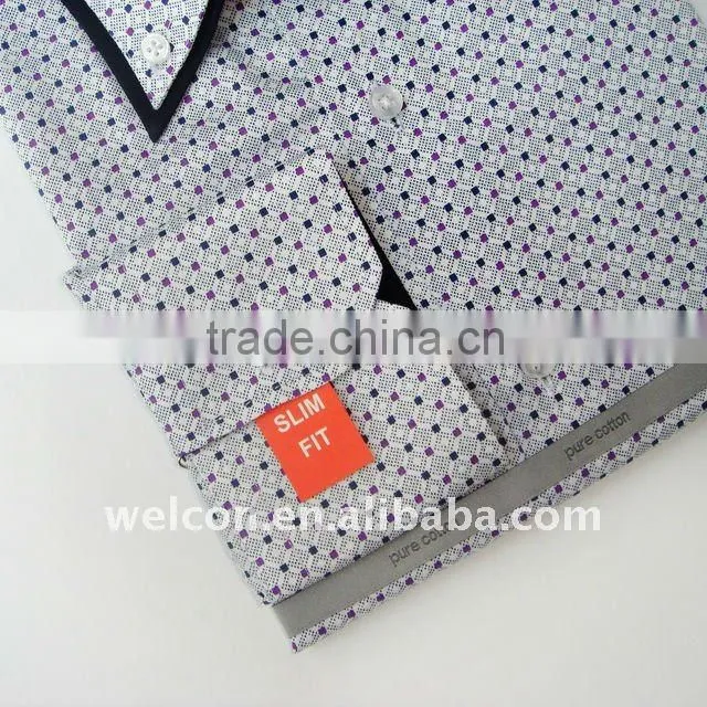 Men's classic business dress 100% cotton long sleeve stylish spot shirt