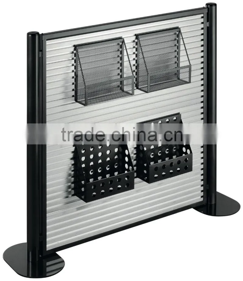 Double Sided Slatwall Display Promotion Magazine, Brochure Display Rack, Aluminum Extrusion Back Panel