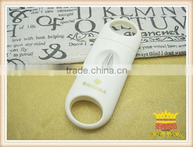 Black plastic cigar scissors, cigar cutter