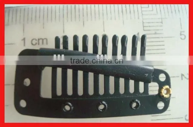 wholesale snap clips 9 teeths black clips hair extension snap clips