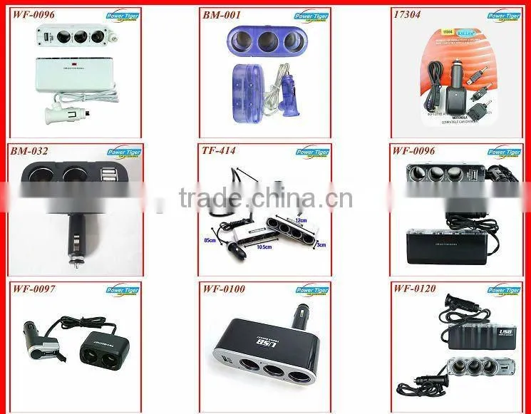 3-Way Car Cigarette Lighter Socket Splitter with Switch&USB