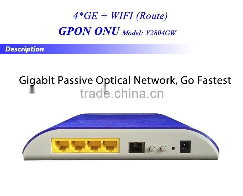 4GE Data Port +WIFI GPON ONT 2T2R 2 Internal Antennas Wireless ONU with CE Certification