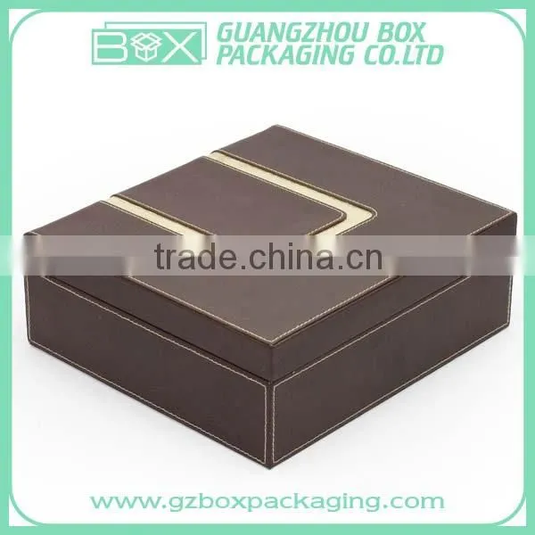 hinged brown luxurious leather chocolate boxes