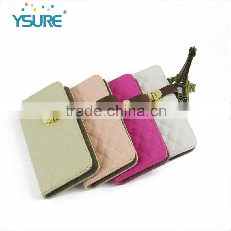 2016 new arrival slider diamond pu case for Huawei , , four card slots and one pocket . The new matel button