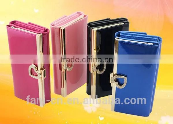 Luxury style cute rhinestone clutch leather travel wallet and purse for women with elegant apperance