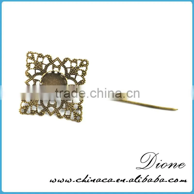 Stainless steel wholesale antiqued broned lady fancy brooch pin