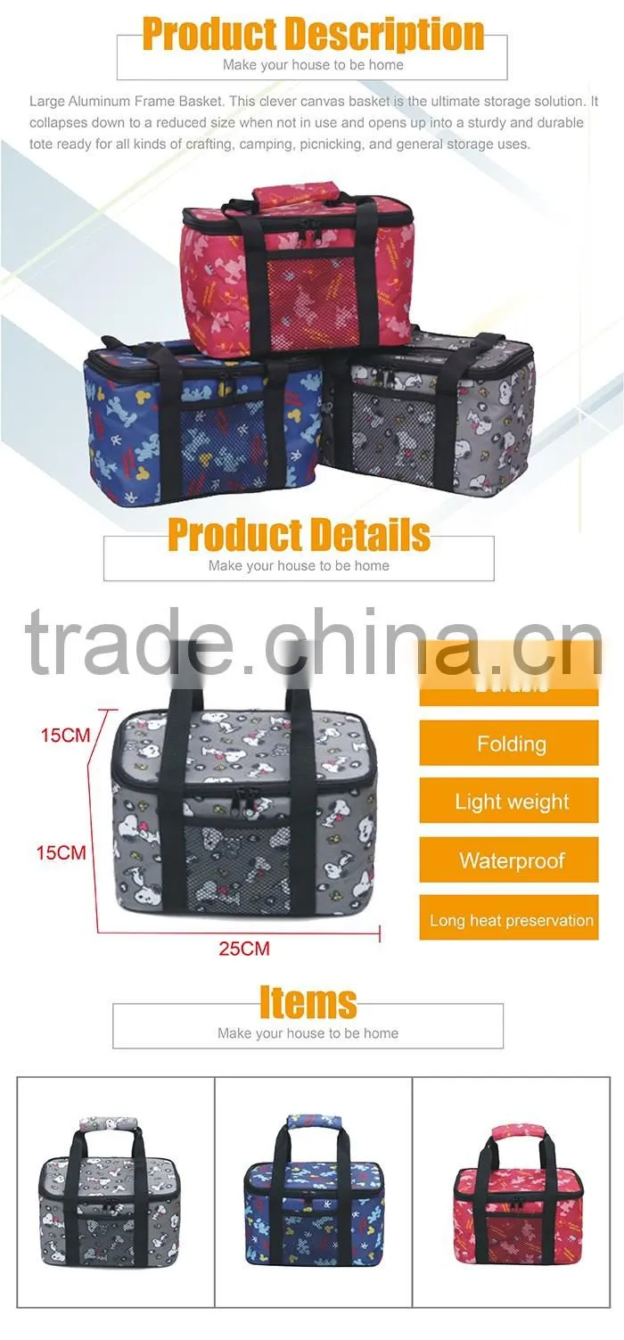 Strong Zipper Nylon Thermal Hot and Cool Food Carry Bag, Travel Camping Packaging Bag