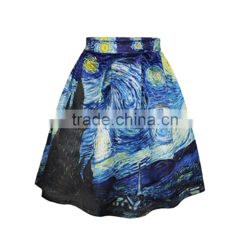Wholesale lady skirt tutu skirt Custom Design Van Gogh Print N19-1