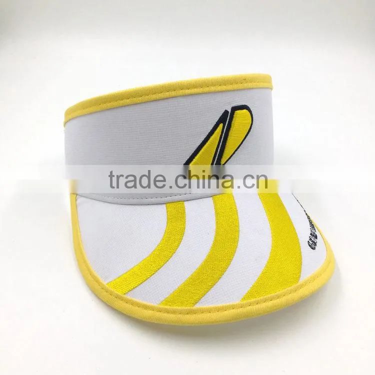 Fashion wide brim 100% polyester 3D embroidery sun visor cap wholesale