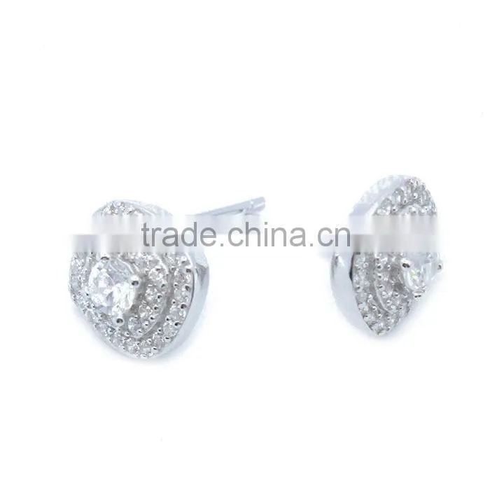 Wholesale 925 sterling silver whte stone stud earrings