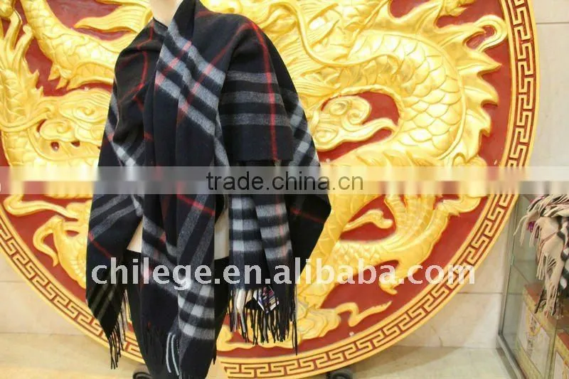 fashion wool/cashmere checked ladies scarves
