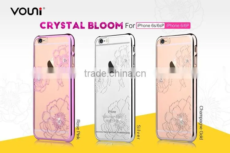2016 New Design Electroplating with Laser Cutting PC Phone Case Cover for iPhone 6/6s Crystal Bloom
