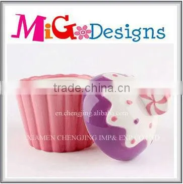 Lovely Blue Ceramic Promotional Cupcake Jar OEM welcome