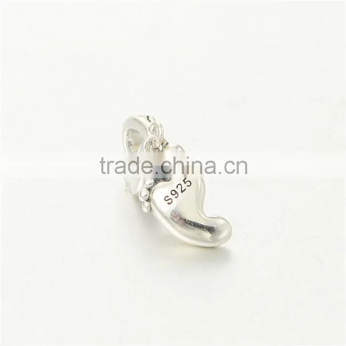 Baby Foot Wholesale Engravable Charms European Charm Bracelet Necklace 100% Real 925 Sterling Silver S201 18Kgold