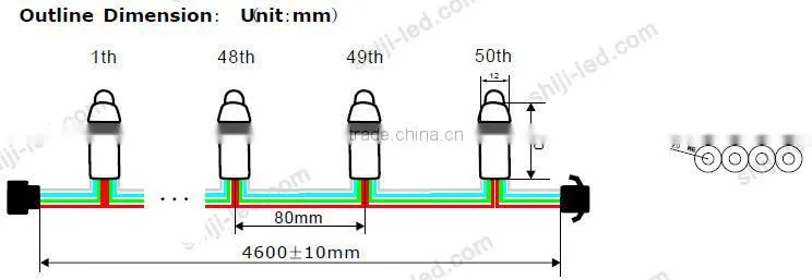 waterproof 12mm flat pixel digital addressable rgb led string light
