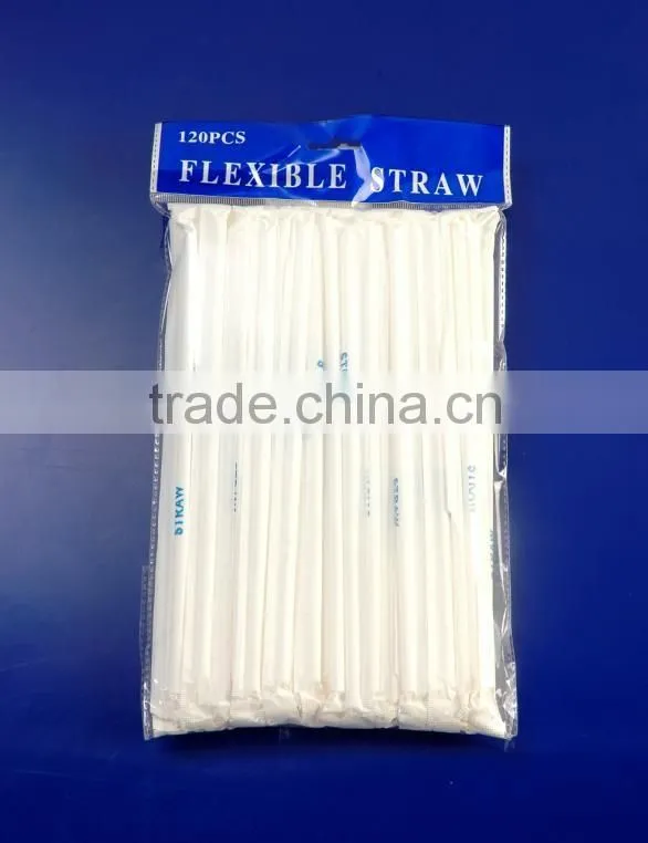 Strip color plastic drinking straw with individual paper packing