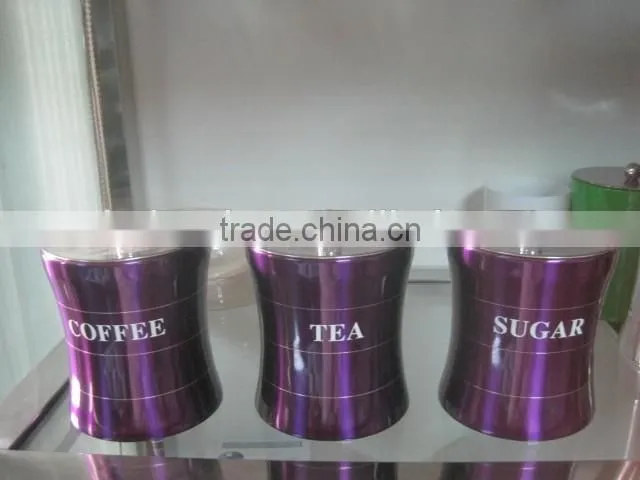 stainless steel Tea, Coffee, Sugar Jars, Set of 3