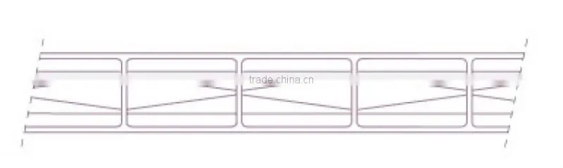 Haining high quality UV resistant transparent 16mm 6-wall diamond structure polycarbonate hollow sheet 2100*5800mm