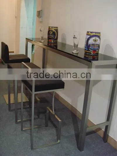 high quality brushed stainless steel bar table with tempered top or wood top LQ- BT102S