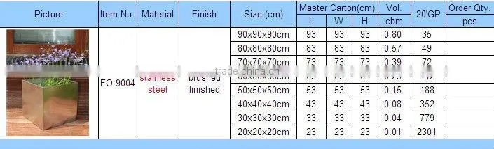 FO-9004 Outdoor Decorative Cubic Stainless Steel Flower Pot Wholesale