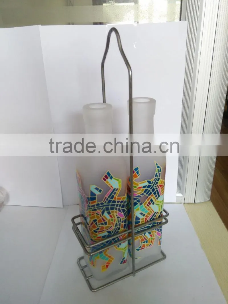 beautiful customized glass bottle /two bottles set with frame