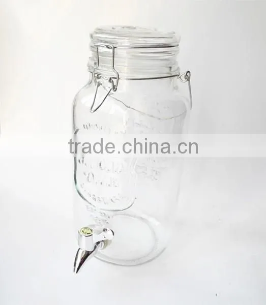 ice cold airtight portico glass drink dispenser with metal clip top lid