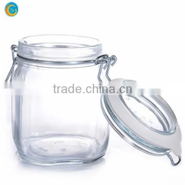 2014 Clear square glass jam jar with mental lid wholesale