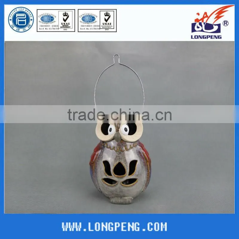 Ceramic owl candle holders,christmas candle jars with Led Lights for home decoration