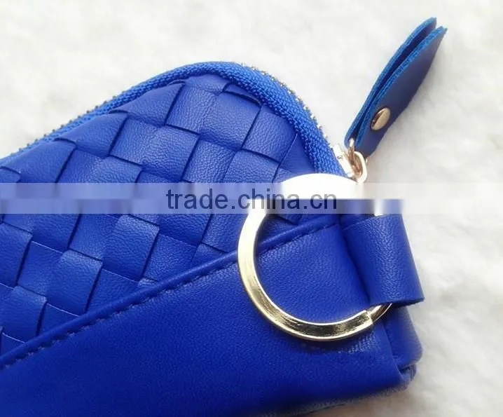 girls weaving PU leather coin purse