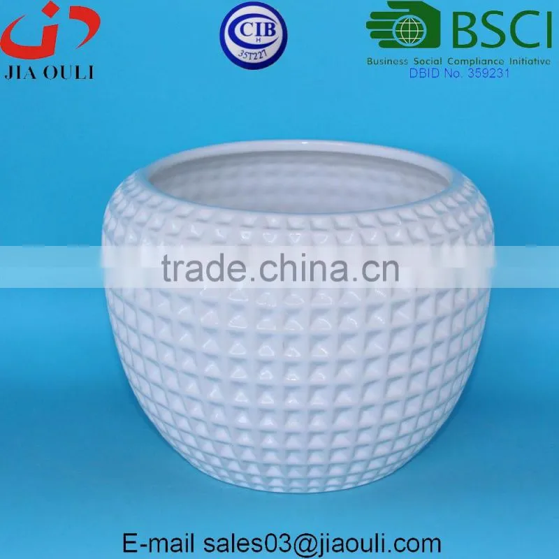 BSCI Audited Factory white Glazed Ceramic Ball shaped planter Succulent pot