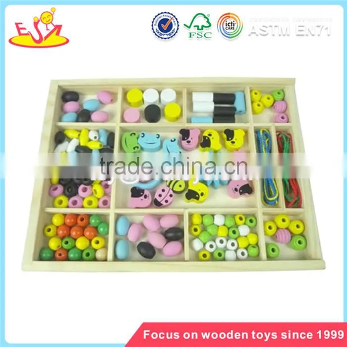 Wholesale beautiful wooden threading beads toy brain training wooden threading beads toy W11E002