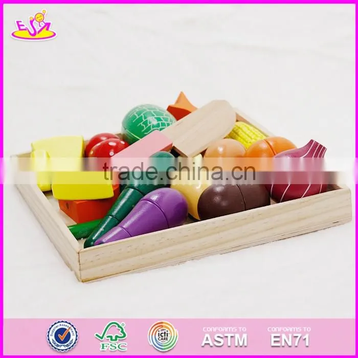 2017 New design children pretend play cutting wooden toy food W10B173