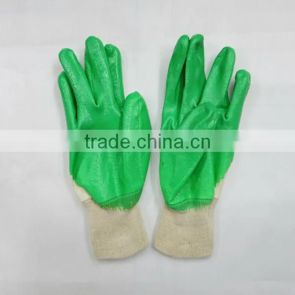 Green Nitrile Coated Cotton Safety Gloves